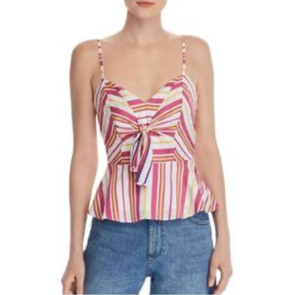 NWT Parker Striped Bow Front Peplum Top In Poolside Stripe - Picture 8 of 8